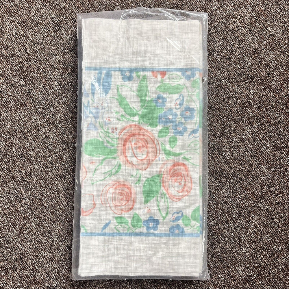Vintage Hallmark Table Cover 54 X 102 Pink Blue Green Flowers New